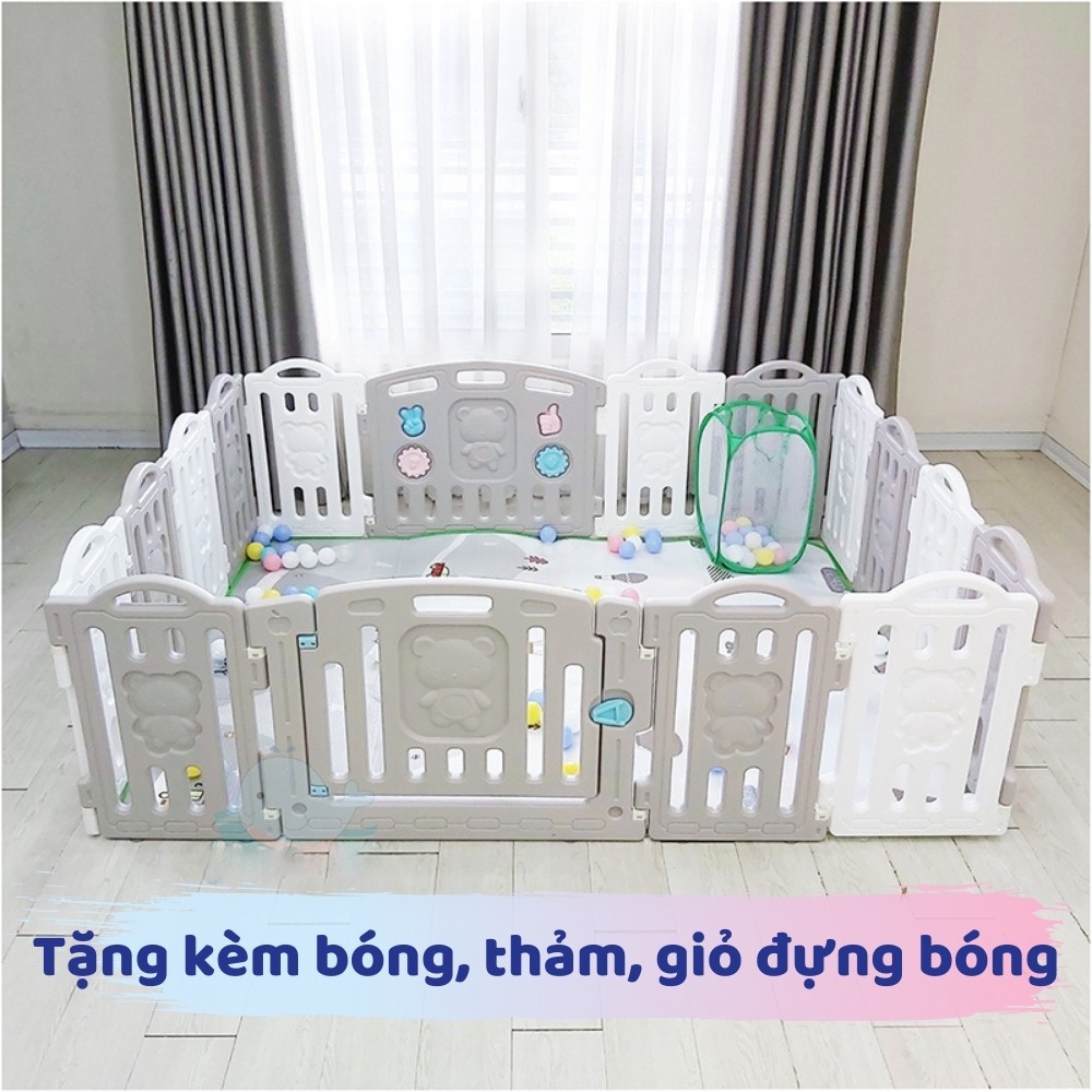 Bộ quây bóng Holla Bear - Quây cũi Bear bằng nhựa cho bé Holla hình gấu HL-0895 - Size S, M - Tháo lắp