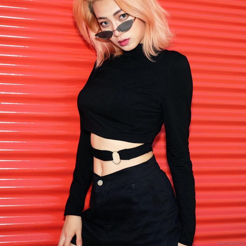 Áo Croptop Tay Dài Cổ Tròn Thiết Kế Hợp Thời Trang Cho Nữ