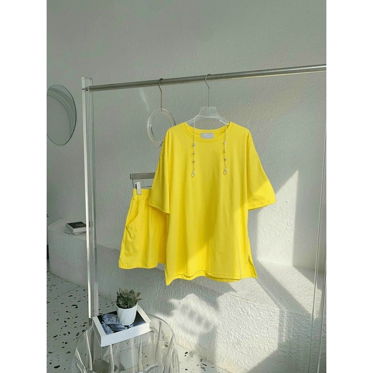 (Free Ship) MẪU THỜI TRANG THỊNH HÀNH | SÉT BỘ ÁO THUN OVERSIZE PHỐI QUẦN SHORT CÙNG MÀU CHẤT COTTON CỰC CHẤT UP Shop VL