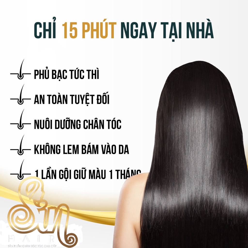 Dầu Gội Phủ Bạc Sin Hair Nhật Bản, Dầu Gội Nhuộm Tóc Thảo Dược Chính Hãng, Gội Là Đen Chai 500ml