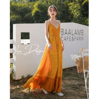 ầm maxi hoa hai dây bi cột lưng đuôi cá LUA DESIGN M2000