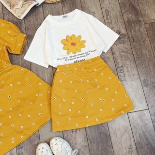Set chân váy + áo hoa cúc