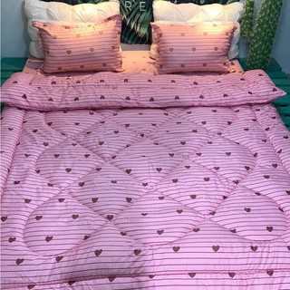 Set 5 món CHăn Phao Kèm Vỏ Gối Ôm Mẫu KẺ TIM HỒNG trungvbhp_shopalot2