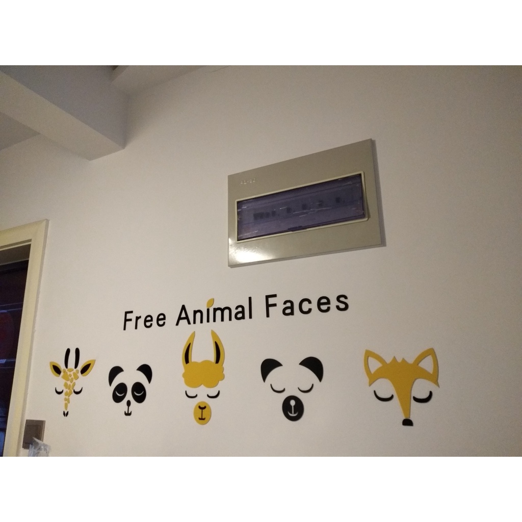 Tranh dán tường mica 3d decor khổ lớn hoạt hình mặt thú free animal faces phong cách bắc âu Nhiều Size - EPeBen
