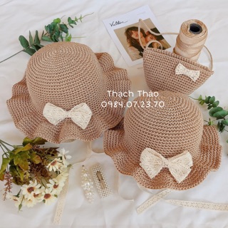 Mũ đôi cho mẹ và bé bằng sợi thô