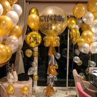 combo 100 vỏ bóng bay màu bạc và vàng gold trang trí sinh nhật, tiệc cưới