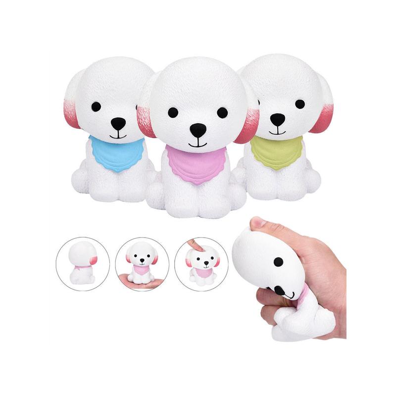 12CM Jumbo Scarf Dog Cartoon Doll Squishy Toy Phone Strap Slow Rising Kid Gift M