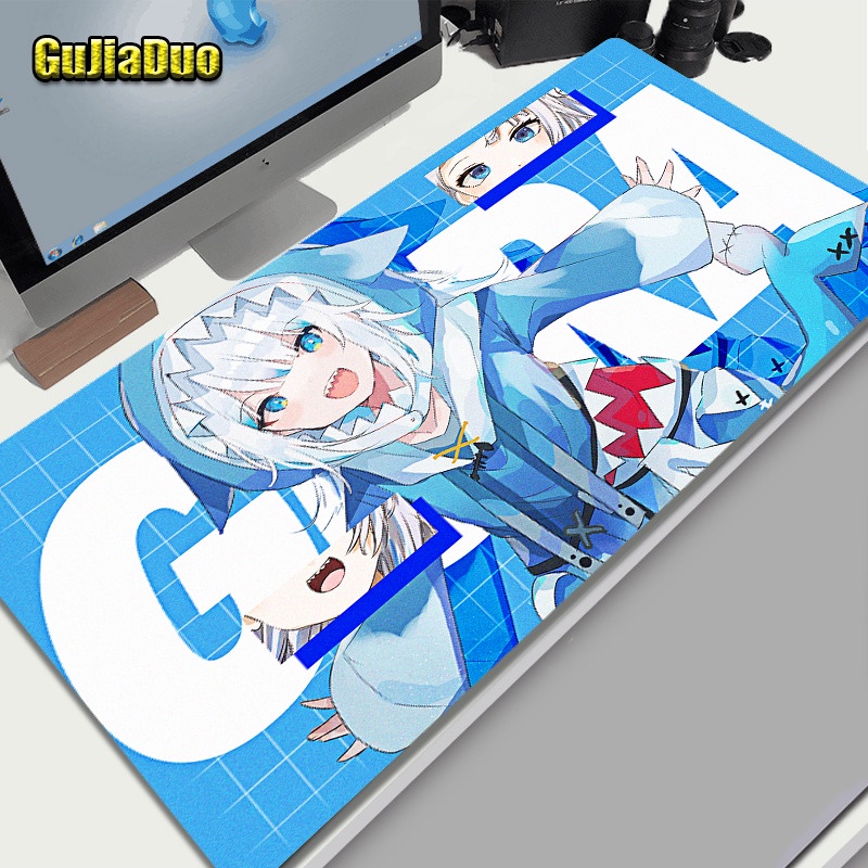 Miếng lót chuột cao su cỡ lớn 40*80cm in hoạt hình Gawr Gura dễ thương cho máy tính chơi game