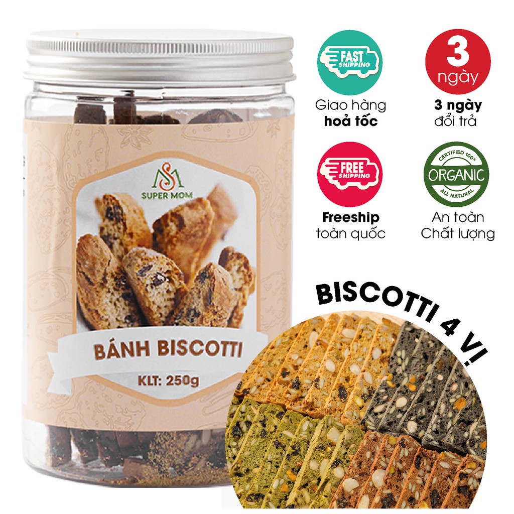 BISCOTTI NGUYÊN CÁM 8 LOẠI HẠT &amp; QUẢ SẤY ăn vặt healthy bữa phụ dinh dưỡng lành mạnh cho người ăn kiêng ăn chay &amp; mẹ bầu