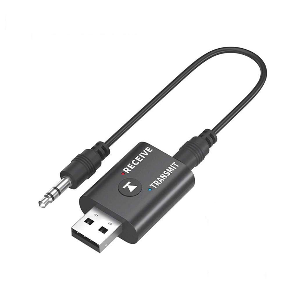 Bộ thu âm thanh 2 IN 1 USB Bluetooth 5.0 Bộ chuyển đổi bộ phát không dây Aux trên ô tô cho TV Loa PC trên ô tô