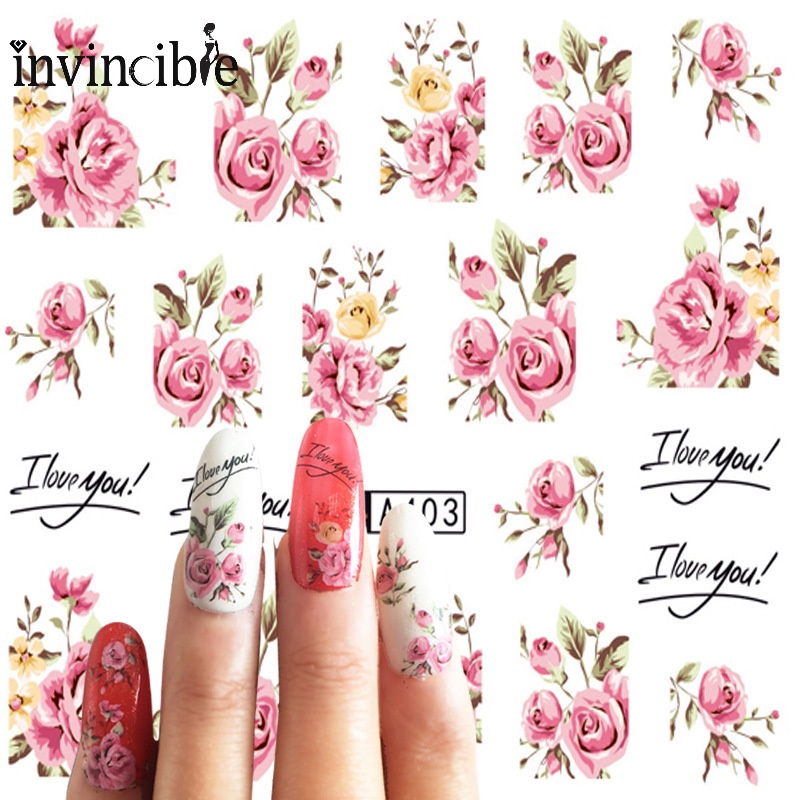 Set 2 Tờ Sticker Dán Móng Tay Hình Hoa Hồng