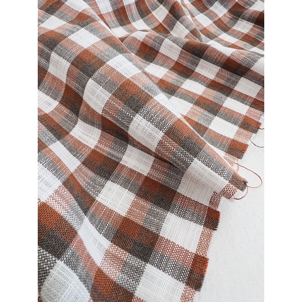 Vải linen gân carô màu vintage