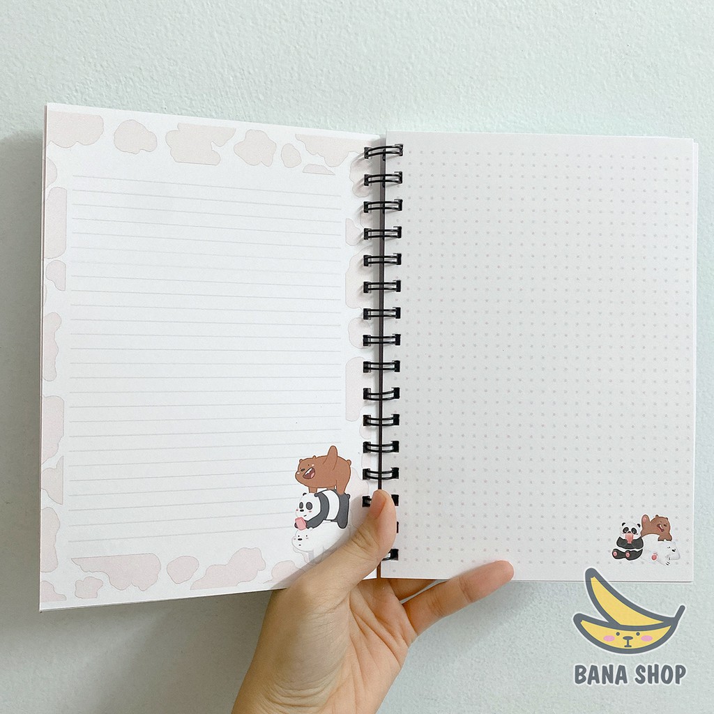 Sổ tay lò xo A5 bullet journal anh em gấu We Bare Bears Chúng tôi đơn giản là gấu 100 trang