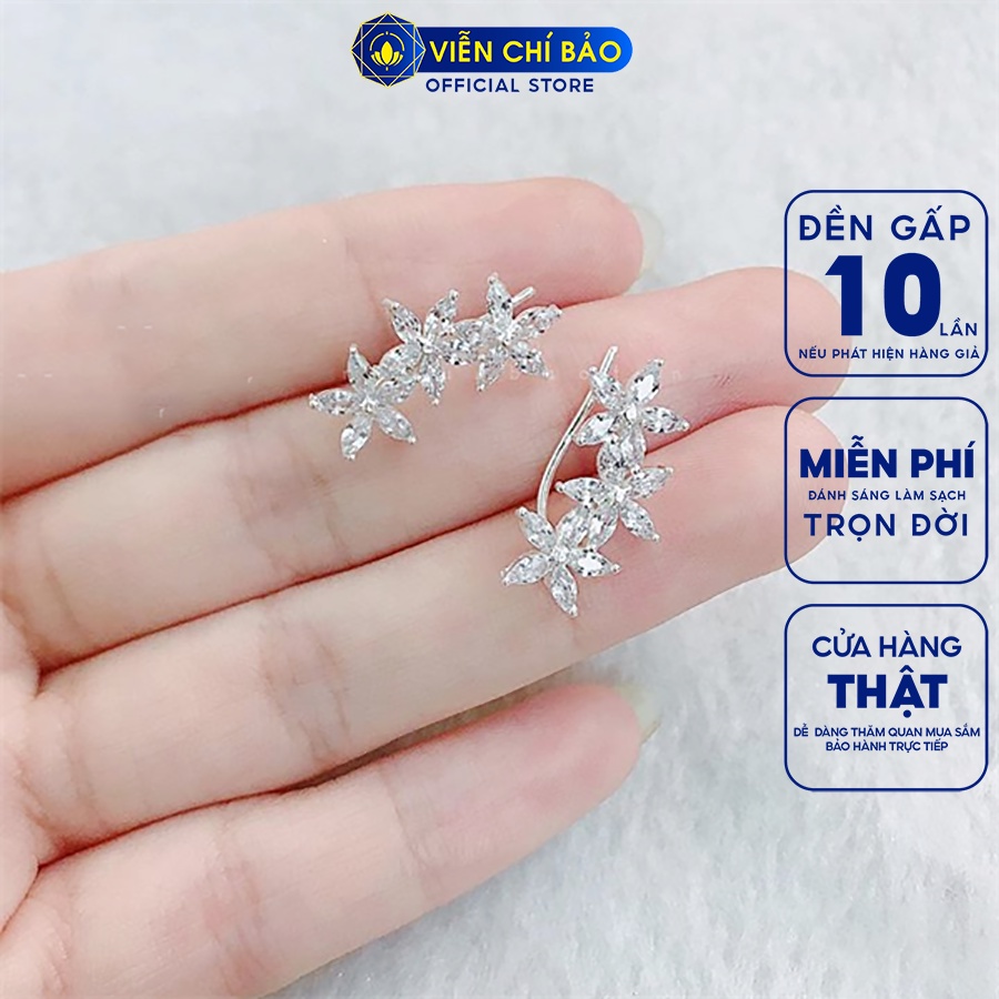 Bông tai bạc nữ Hoa lan chất liệu bạc 925 thời trang phụ kiện trang sức nữ Viễn Chí Bảo B400521