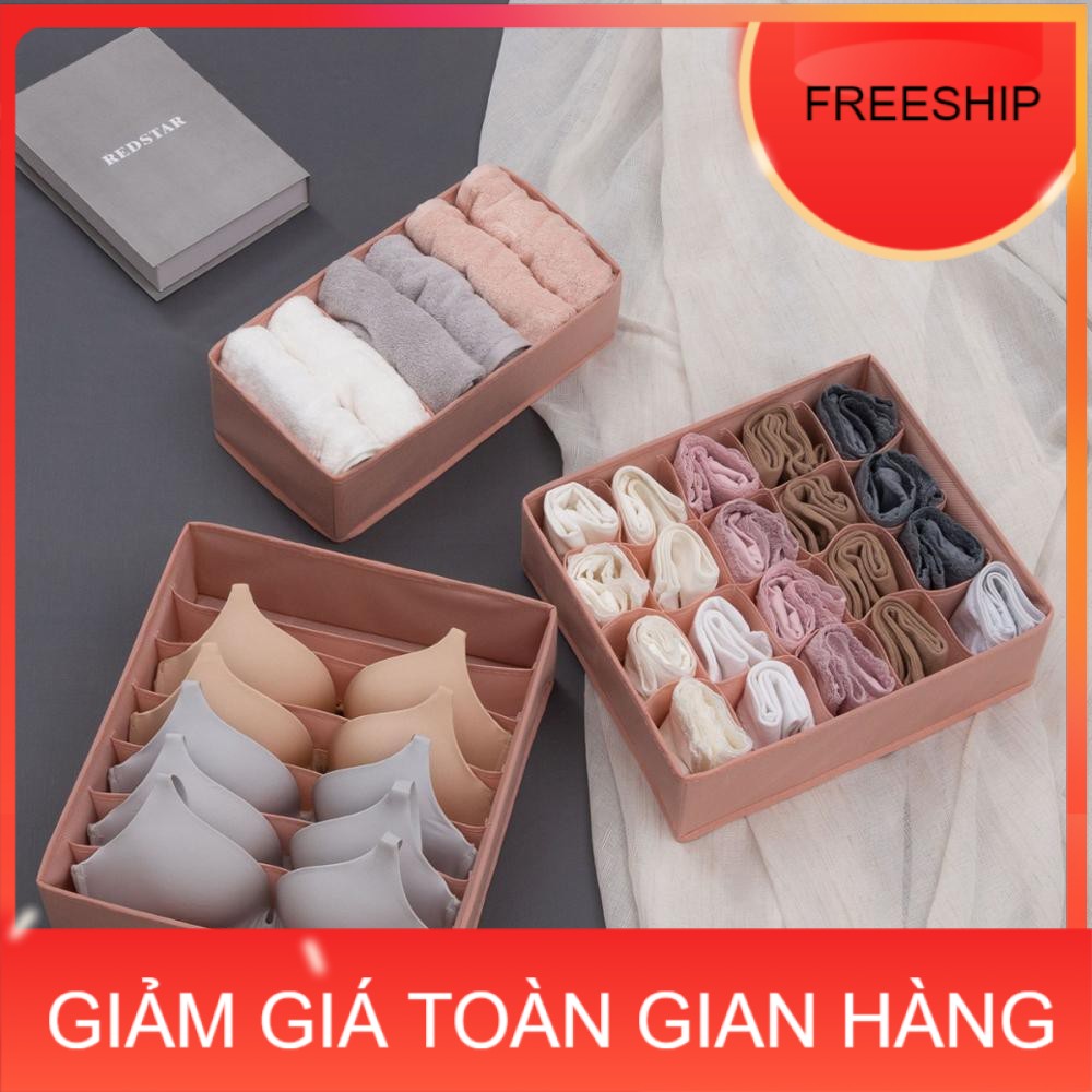 Combo 3 hộp đựng nội y thông minh, hộp đựng vớ tất đồ lót gấp gọn, khay xếp quần áo lót