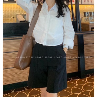 Áo sơ mi  croptop đũi