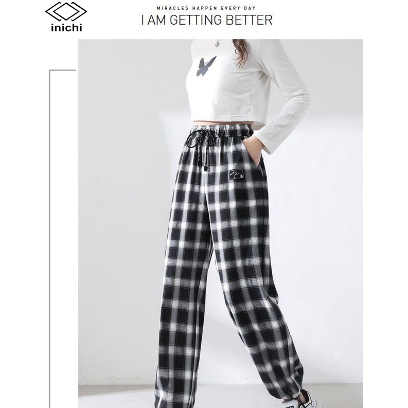 Quần caro nữ INICHI cá tính có dây rút ống Q885 | BigBuy360 - bigbuy360.vn