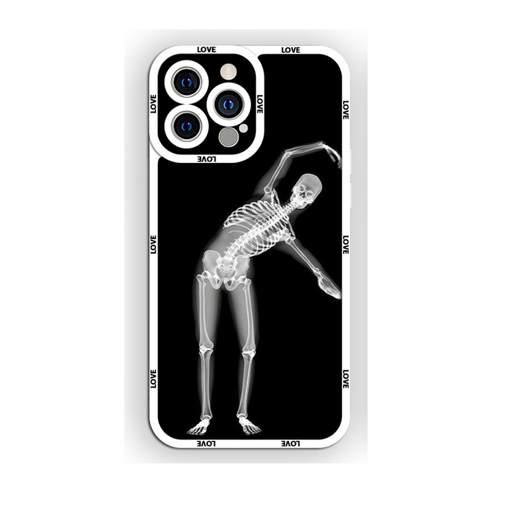 Ốp lưng iphone cạnh vuông Jicase Đôi skeleton đen trắng 6plus/6s/6splus/7/7plus/8/8plus/x/xs/11/12/pro/max/plus/promax