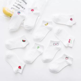 COMBO 10 ĐÔI Tất Hoa Quả Nữ Trắng Trơn