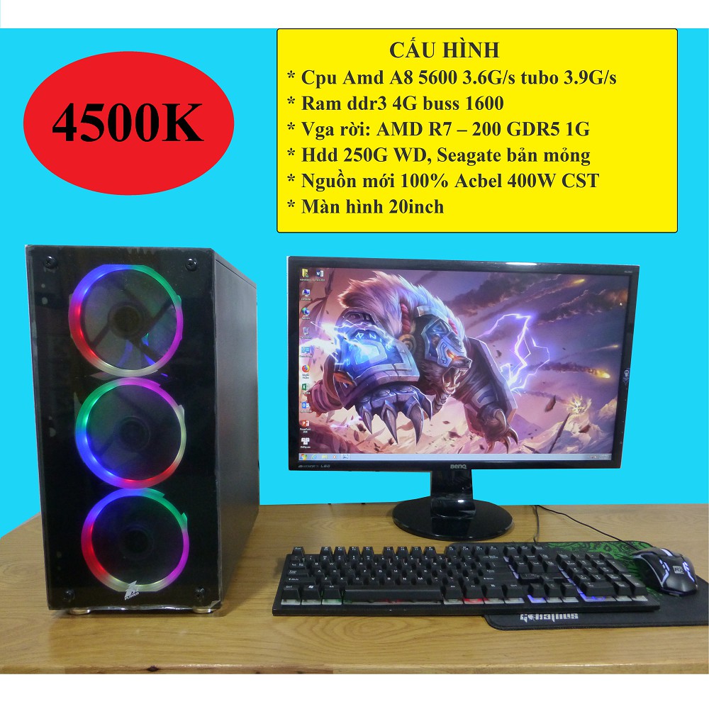 THÙNG CHUYÊN GAME VÀ ĐỒ HỌA AMD: MAIN A55 + CPU A8 +VGA RỜI R7