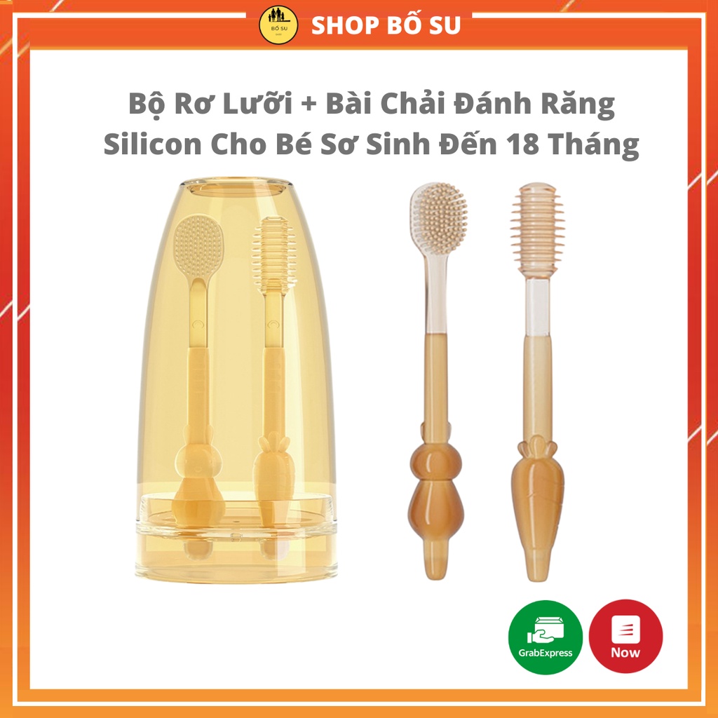 Rơ lưỡi silicon bàn chải đánh răng silicon cho bé sơ sinh 1 tuổi đến 18 tháng Shop Bố Su