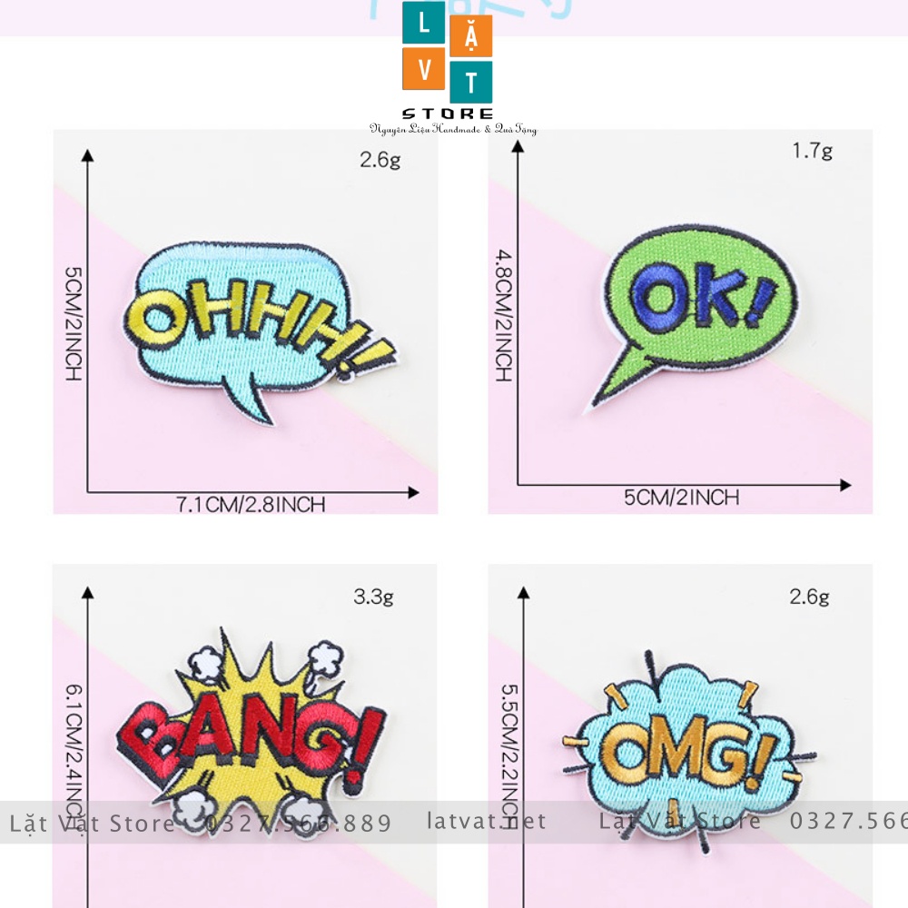 Patch ủi quần áo chữ phong cách  cá tính cực kì dễ thương, dán Vali, tủ lạnh,Sticker miếng dán, đậm chất street
