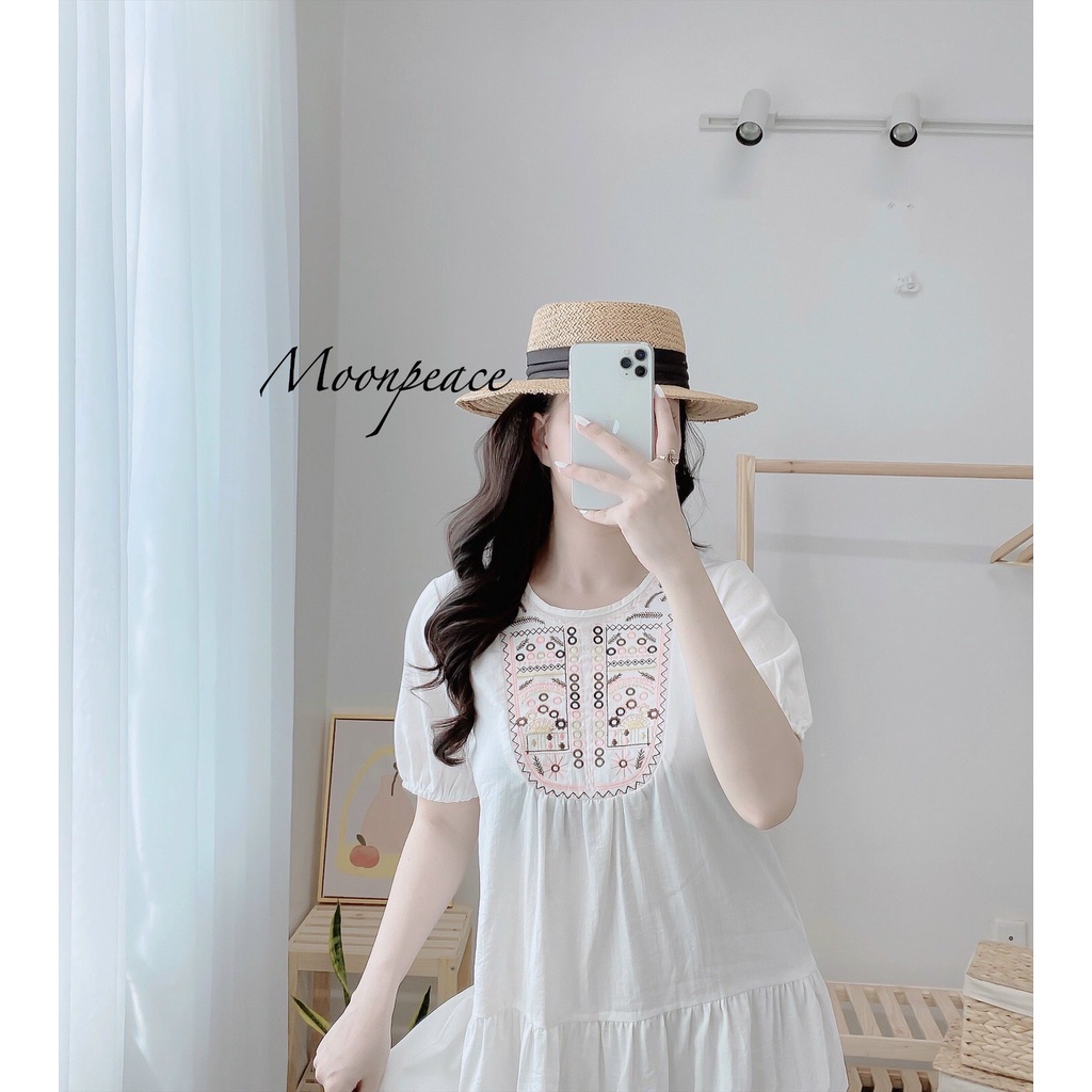 Đầm thêu hoạ tiết - Chất vải cotton xịn siêu mềm