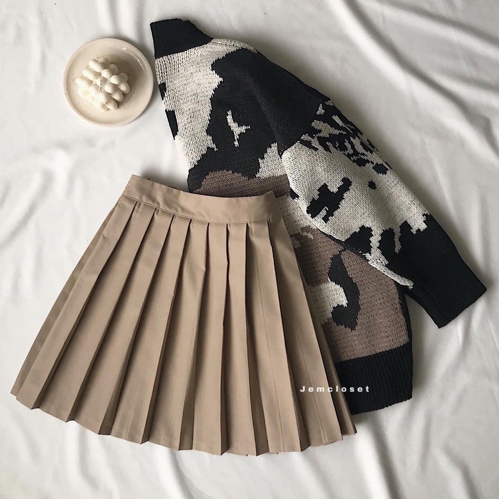 Chân Váy Xếp Ly JEM CLOSET Dáng Ngắn Kiểu Xòe Phong Cách Ulzzang Chất Liệu Kate Hàn Cực Xinh  ENHI 3377