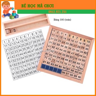 Giáo cụ Montessori - Bảng số đếm từ 1-100 (loại có khay gỗ)