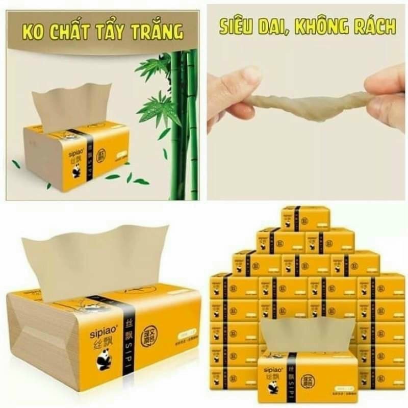 Giấy Ăn Gấu Trúc, Giấy Ăn Siêu Dai, Không Tẩy Trắng, Thấm Nước Không Rách, An Toàn Cho Bé