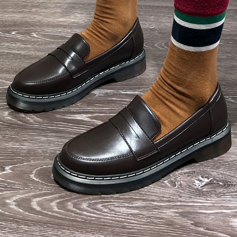 Giày Lười Da Kiểu Dáng Thoải Mái Phong Cách Anh Quốc Cổ Điển Size 34-42 Cho Nữ