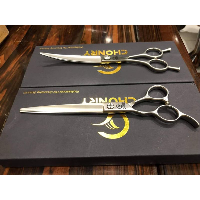 Kéo cắt tỉa lông Chonry tay phải tay trái chuyên nghiệp cho thợ spa thú cưng đủ bộ - OmonPet