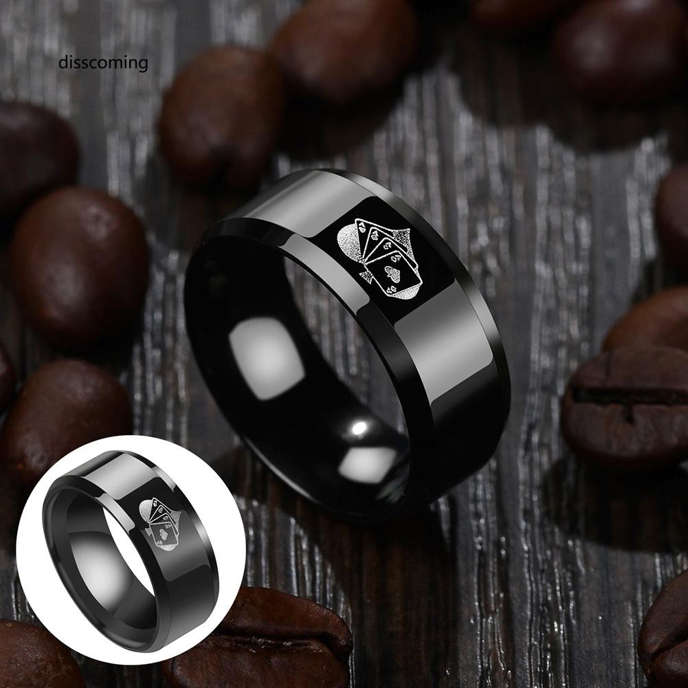 Nhẫn nam bằng hợp kim mặt hình lá bài độc đáo