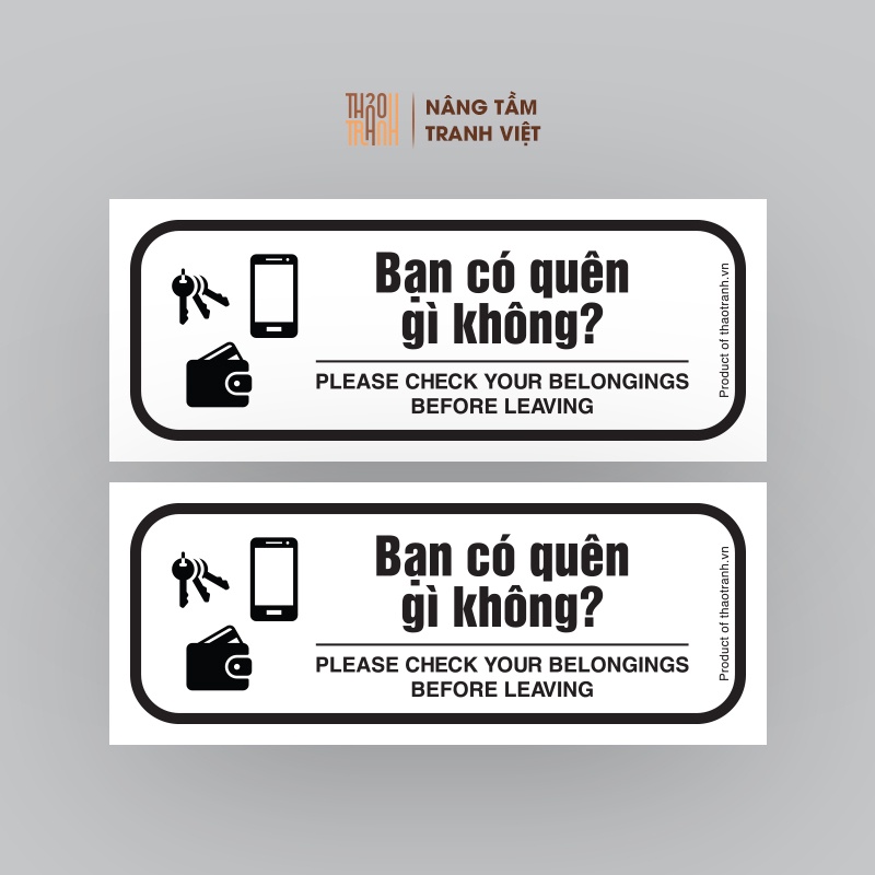 Biển Báo Decal Nhắc Nhở Kiểm Tra Đồ-Bộ 2 cái- Sicker Trang Trí
