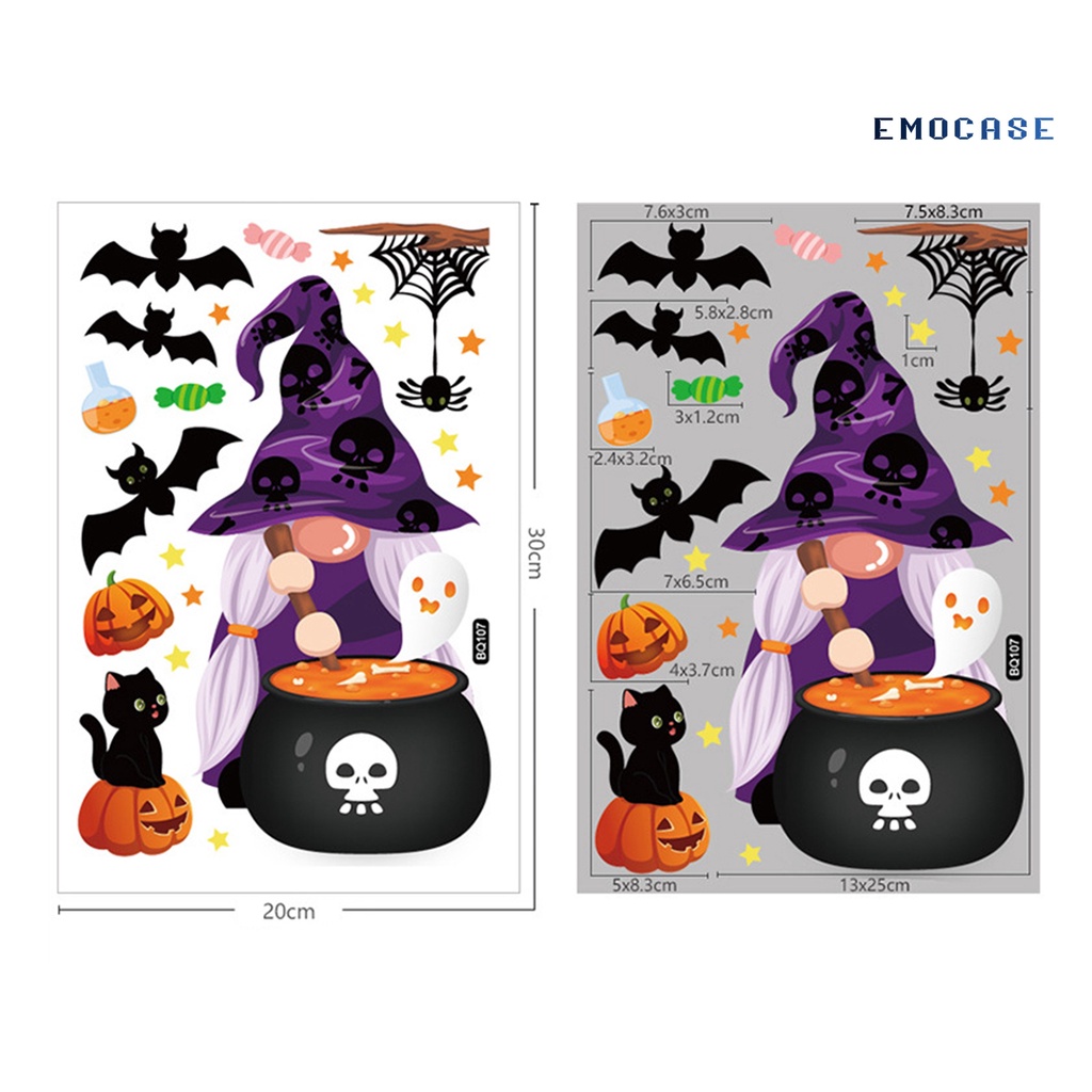 Miếng Dán Tĩnh Điện Bằng PVC Chống Nước Trang Trí Halloween Phù Thủy Pumpki