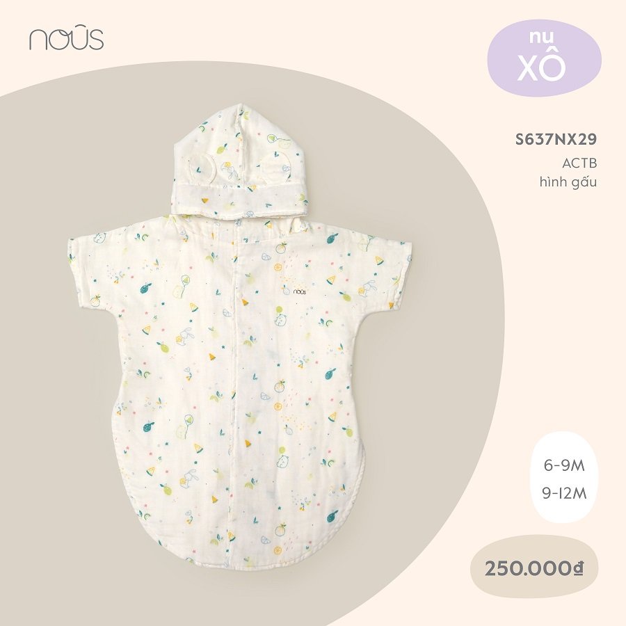 Áo choàng tắm Nous baby nhiều họa tiết - Nous Bình Dương