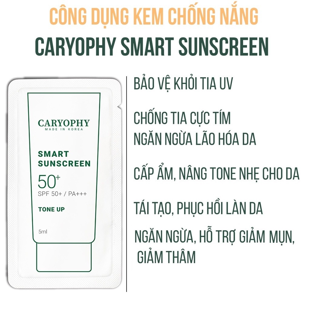 Kem Chống Nắng Caryophy Smart Sunscreen Tone Up SPF50+ PA+++ Dạng Gói 5ml