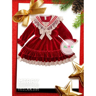 [Hàng Bán Shop]Váy Noel Giáng Sinh Bằng Nhung Kết Hợp Ren Siêu Xinh Công Chúa Cho Bé Gái 0->10Tuổi, Chuẩn Form 10_24kg