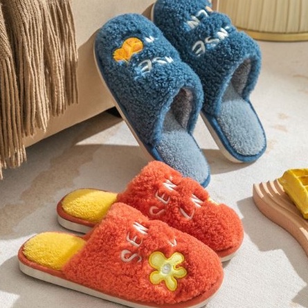 Dép Bông Đi Trong Nhà - Văn Phòng Hình Họa Tiết Hoa Xinh Xắn