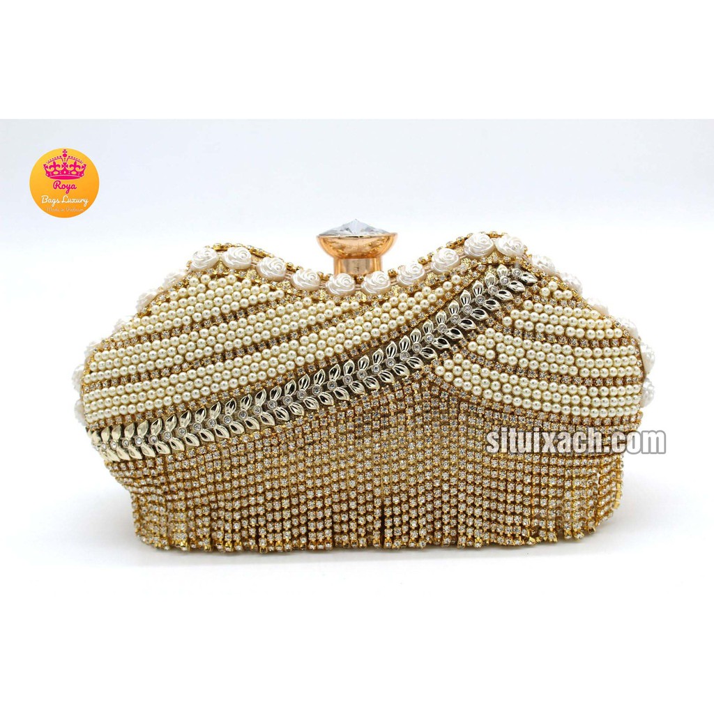 Ví Nữ Cầm Tay Đính Đá 210O3 - Ví Đi Tiệc Cốp Đá Dành Cho Nữ Sang Chảnh