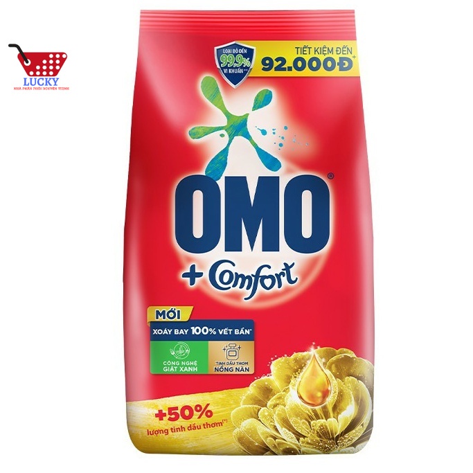 Combo Bột giặt Omo 5,3kg Tinh dầu thơm + Nước rửa chén Lix 750g