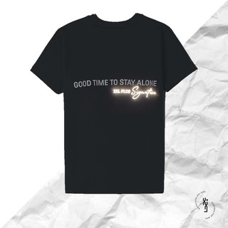 [BIG SIZE] Áo thun Cotton in phản quang cổ tròn co giãn, Áo phông nam form rộng XXL Plus - Good Time To Stay Alone