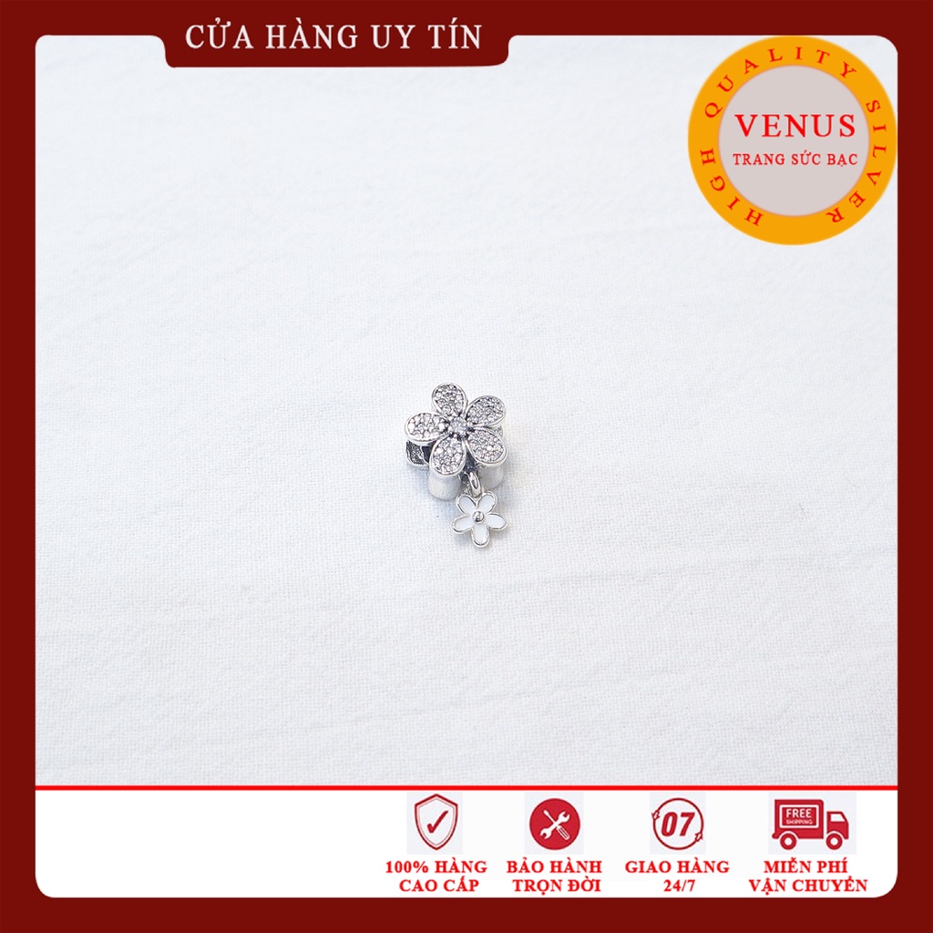 [Charm bạc 925 cao cấp] Charm hoa Daisy treo 5 cánh trắng- Mã sản phẩm VENUS5C