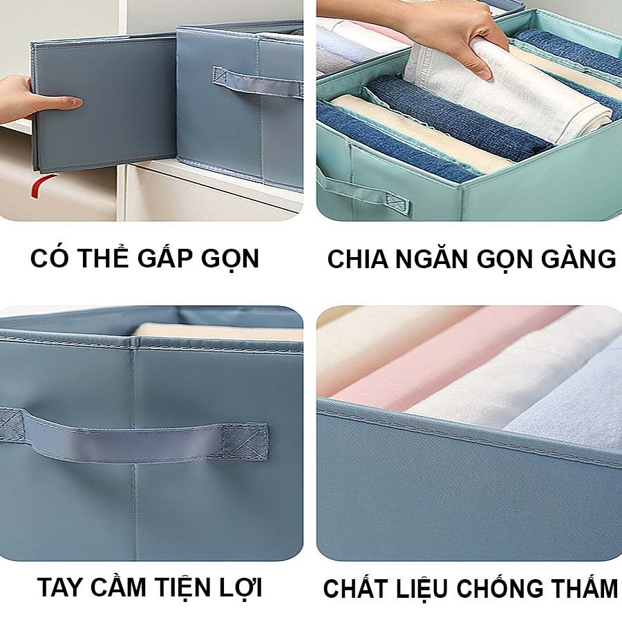 Hộp Vải Đựng Quần Áo 9 Ngăn, Đựng Áo Thu, Quần Jean, Khay Túi Vải Cao Cấp Sắp Xếp Tủ Quần Áo Gọn Gàng P070Z