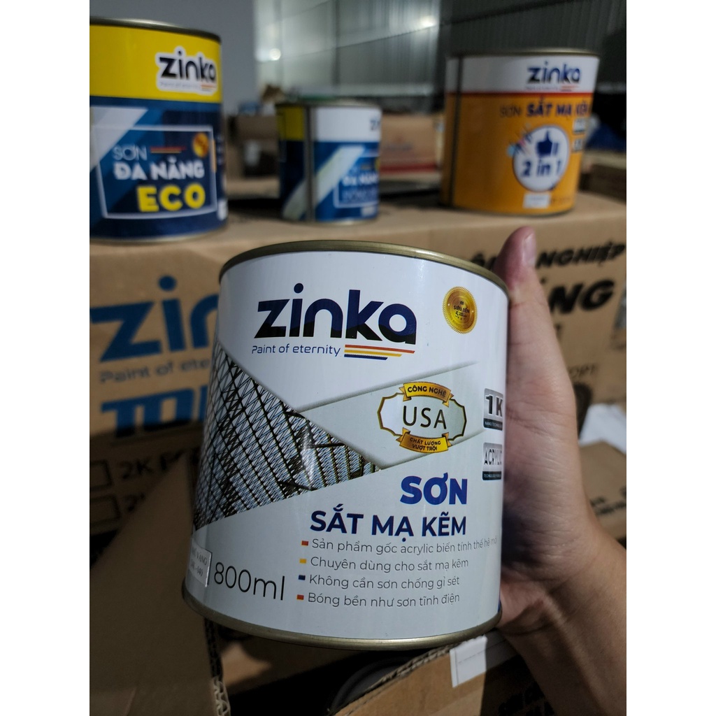 SƠN SẮT MẠ KẼM ZINKA 1K MÀU NHŨ VÀNG 24K