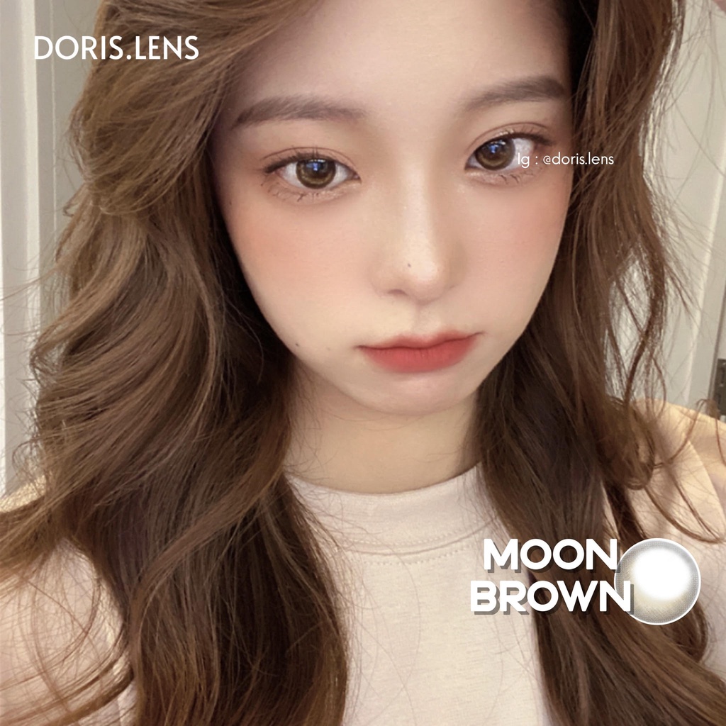 Kính Áp Tròng DORIS.LENS - MOON BROWN Không Giãn 13.8mm Lens Mắt Nâu Tự Nhiên Filter Mặt Trăng 0 Đến 10 Độ Lệch Độ