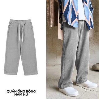 Quần Ống Suông Rộng Nam Nữ Chất Thun Tăm Co Giãn Mềm Mại