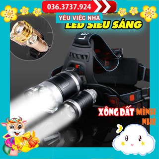 Đèn Pin Đội Đầu 3 Bóng, Đền Led 3 Chế Độ. Chống Nước Siêu Sáng, Bảo Hành 1 Đổi 1