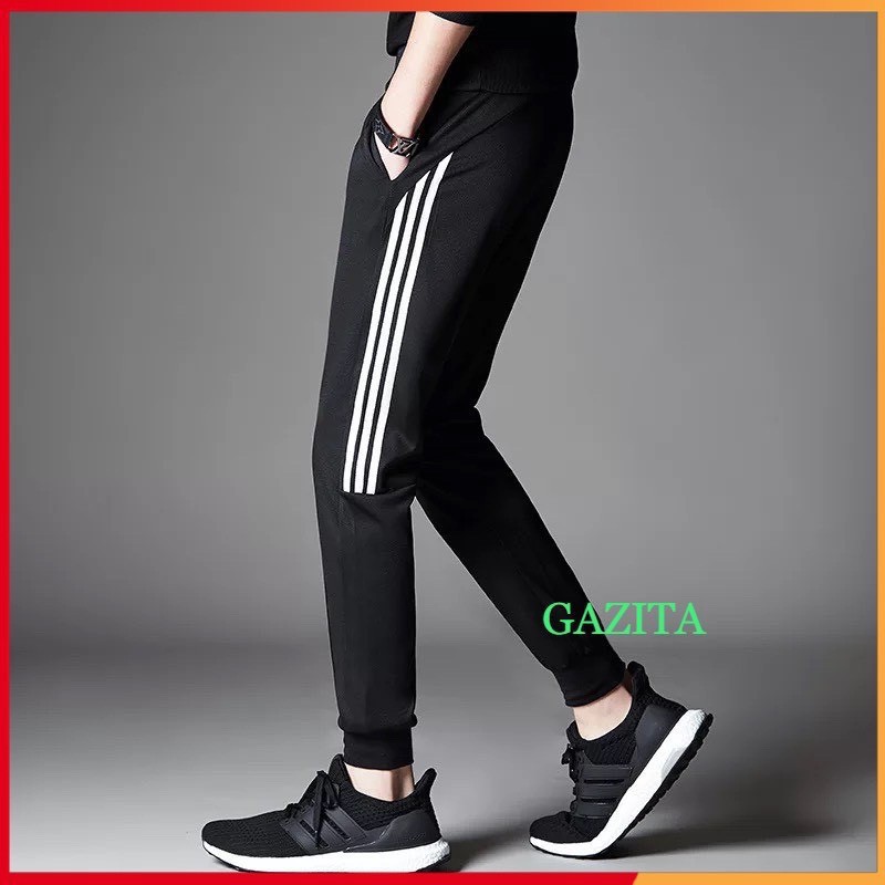 Quần Thể Thao Nam 3 Sọc, Quần Nỉ Jogger Nam Thu Đông Co Giãn Ống Suông ,Ống Côn - QTT04 - Trung Quân Fashion