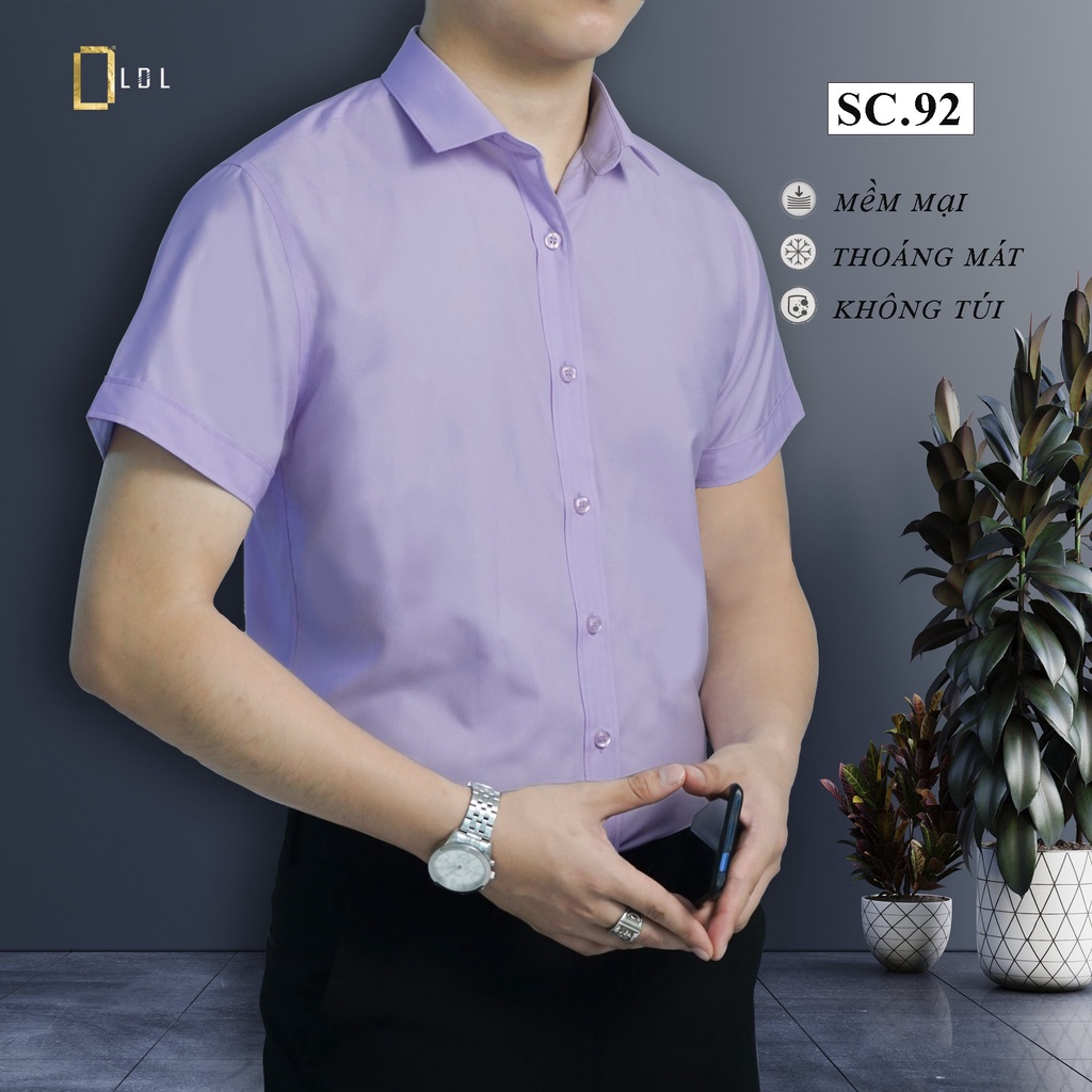 Áo Sơ Mi Nam Ngắn tay Không Túi Công Sở , Mêm Mịn, Thoáng Mát, Hạn Chế Nhăn Nhàu